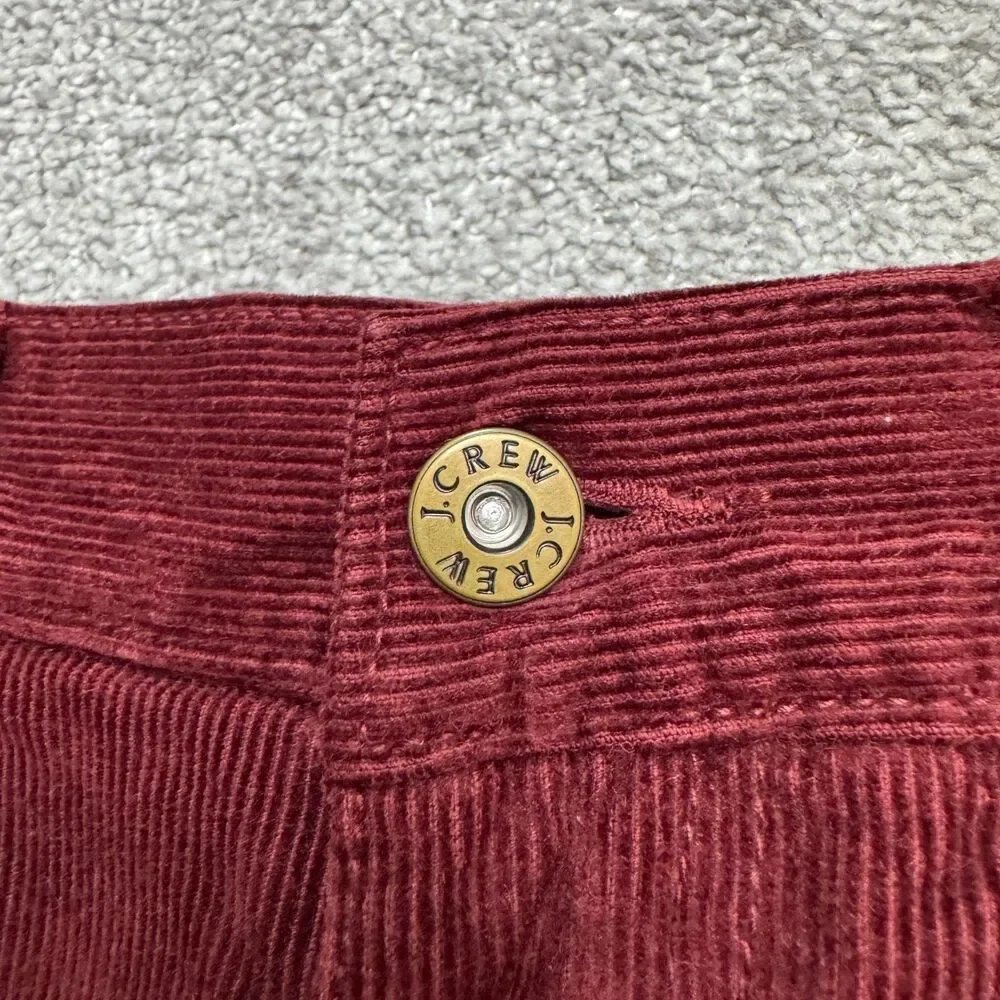 J.Crew Urban Slim Fit Corduroy Pants Mens 33x30 Maroon Red Cotton Flat Front